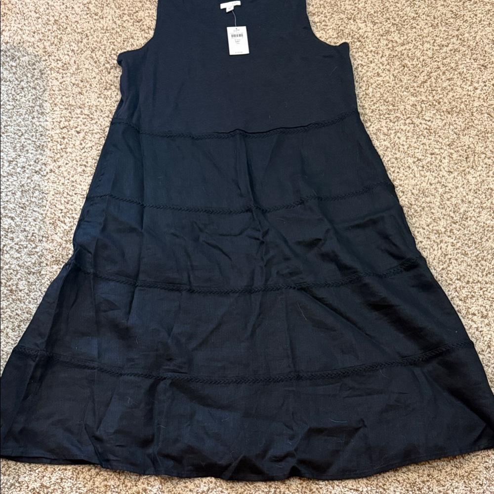 J Jill Sleeveless Black Linen Dress